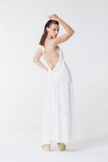 Λευκό κιπούρ φόρεμα με δαντέλα 